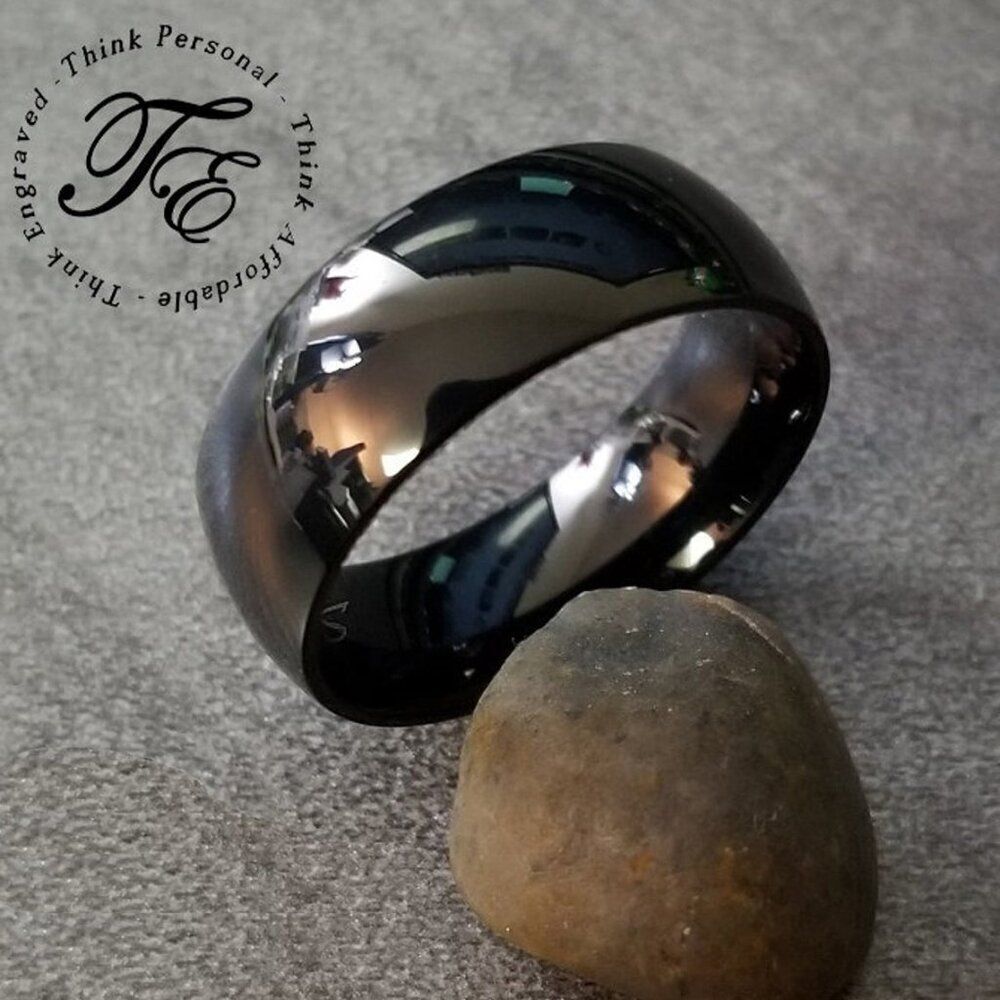 Men's Polished Black Promise Ring -  Guys Promise Ring - Promise Ring For Guys